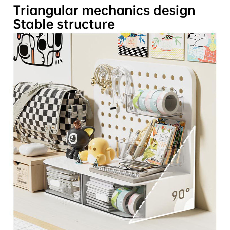 Organisateur Bureau Adorable Cream Style – Crochet Tiroir Tableau Perforé Porte-Cartes Papeterie
