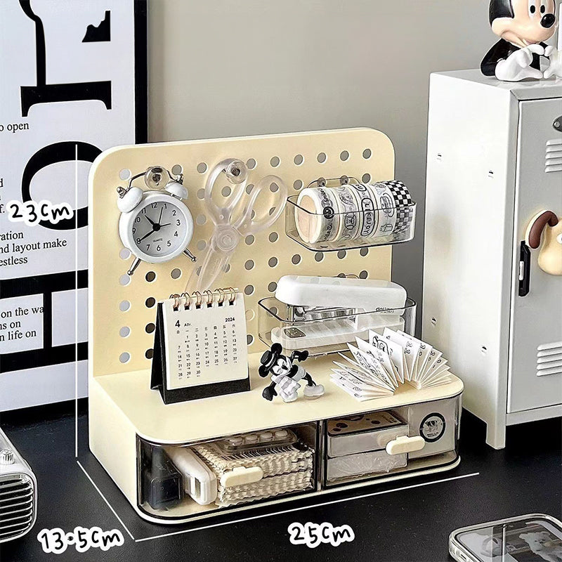Organisateur Bureau Adorable Cream Style – Crochet Tiroir Tableau Perforé Porte-Cartes Papeterie