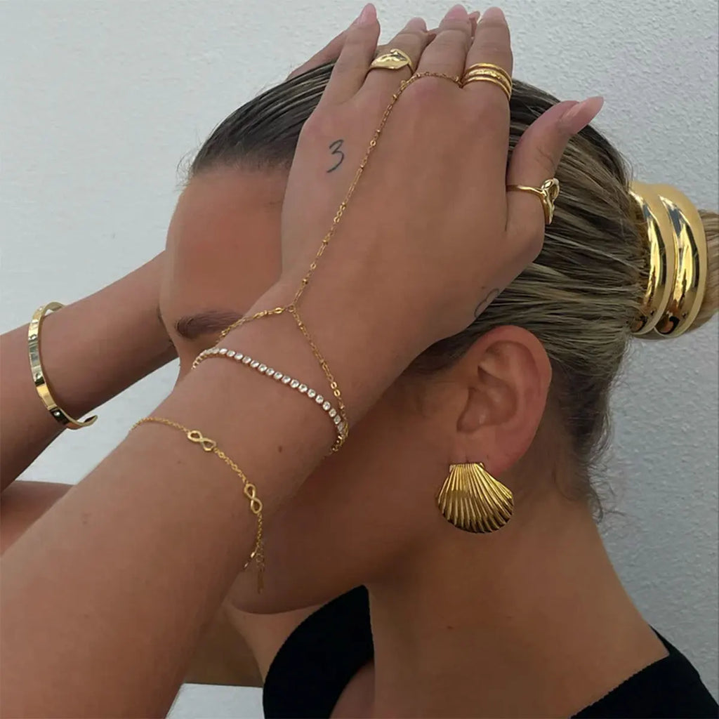 Bracelet Chaîne Double Rang Acier Inoxydable — Bijou Femme Tendance Cadeau Été