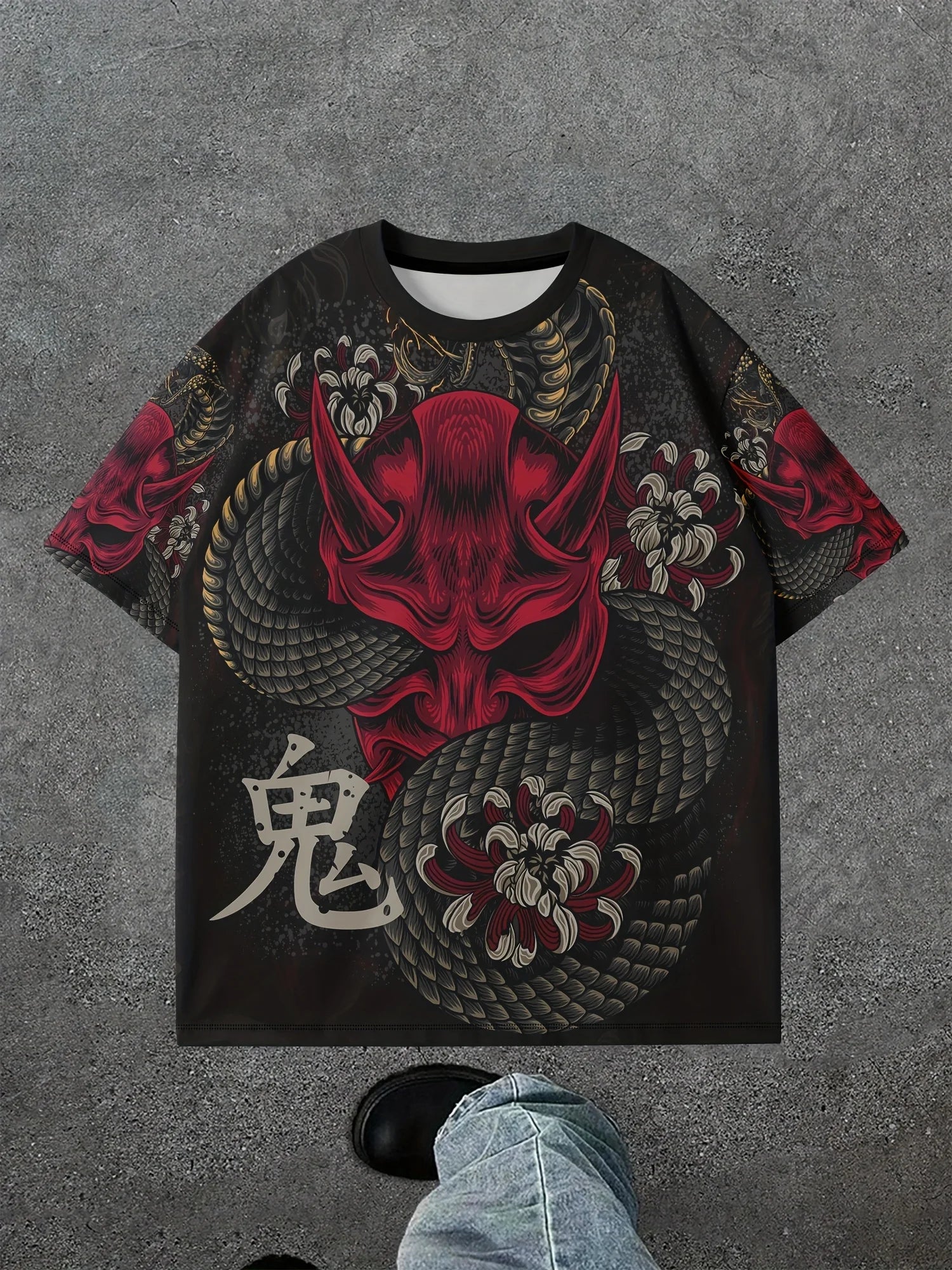 T-Shirt Homme Dragon Rouge et Noir Imprimé Tatouage Col Rond Manches Courtes Été Casual Streetwear Tendance Audacieux Confortable – T-Shirt Streetwear Premium Dragon Tatouage Imprimé | Mode Homme Streetwear Tatouage Premium