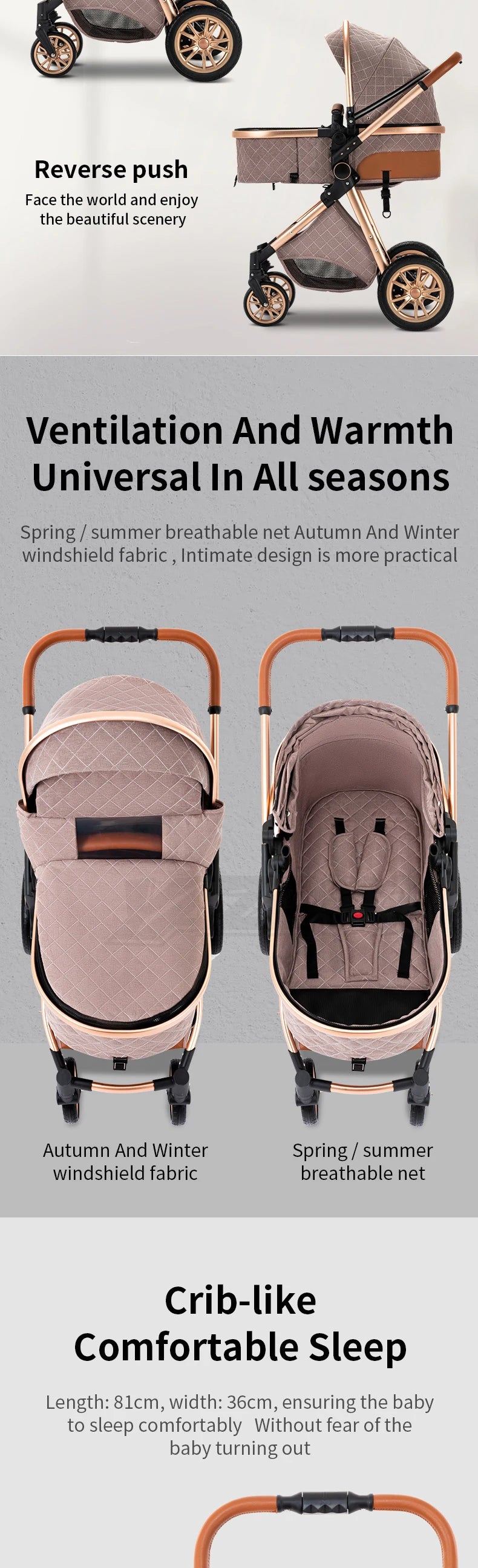 Poussette Bébé 3 en 1 Pliable Aluminium – Haute Vue, Nacelle & Siège, Voyage Compact | Nouveau-Né & Nourrisson