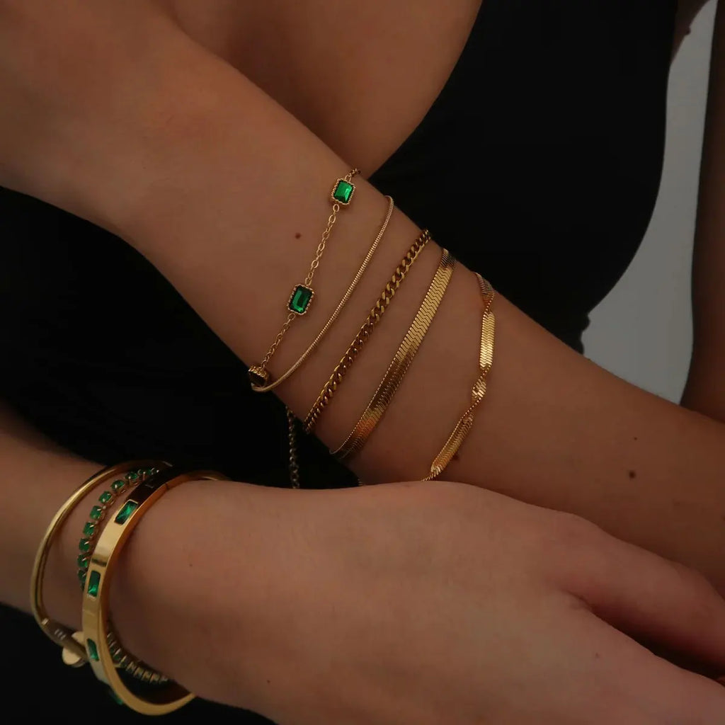 Bracelet Chaîne Double Rang Acier Inoxydable — Bijou Femme Tendance Cadeau Été