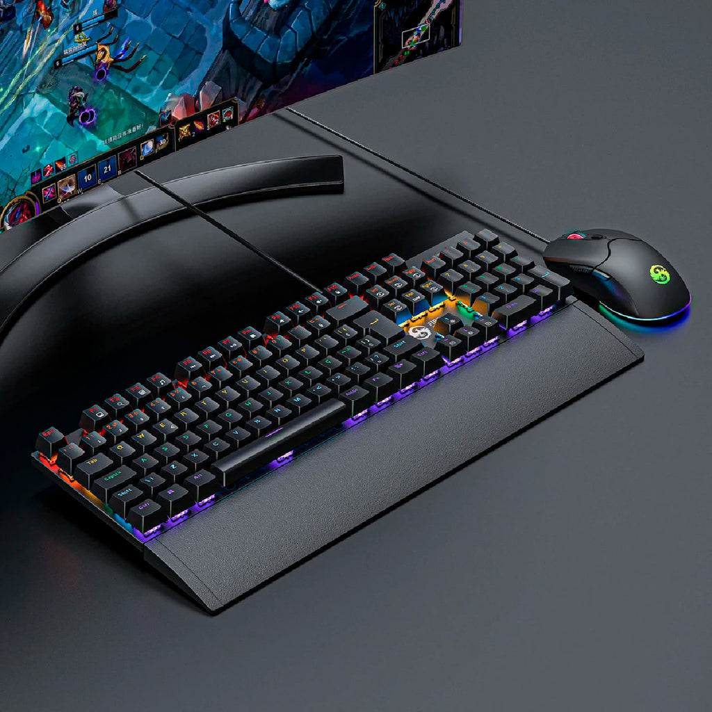 Kit Clavier Mécanique & Souris Gaming BK-06 – RGB LED, Switch Rouge, DPI 7200, Tapis Inclus | PC Gamer