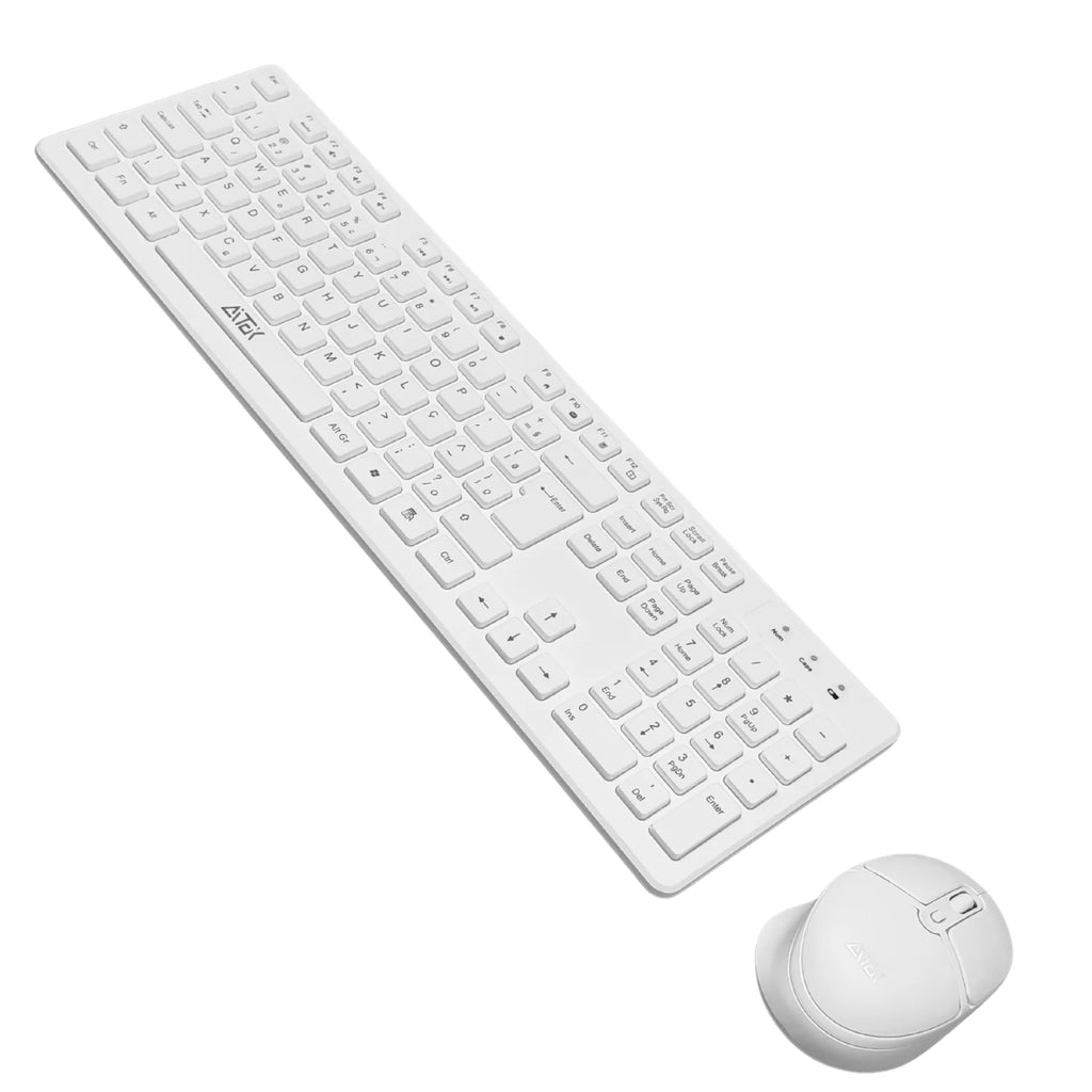 Kit Clavier & Souris Sans Fil Blanc Ergonomique – Silencieux DPI 1600 | Compatible PC & Ordinateur Portable