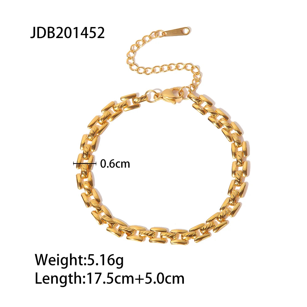 Bracelet Chaîne Double Rang Acier Inoxydable — Bijou Femme Tendance Cadeau Été