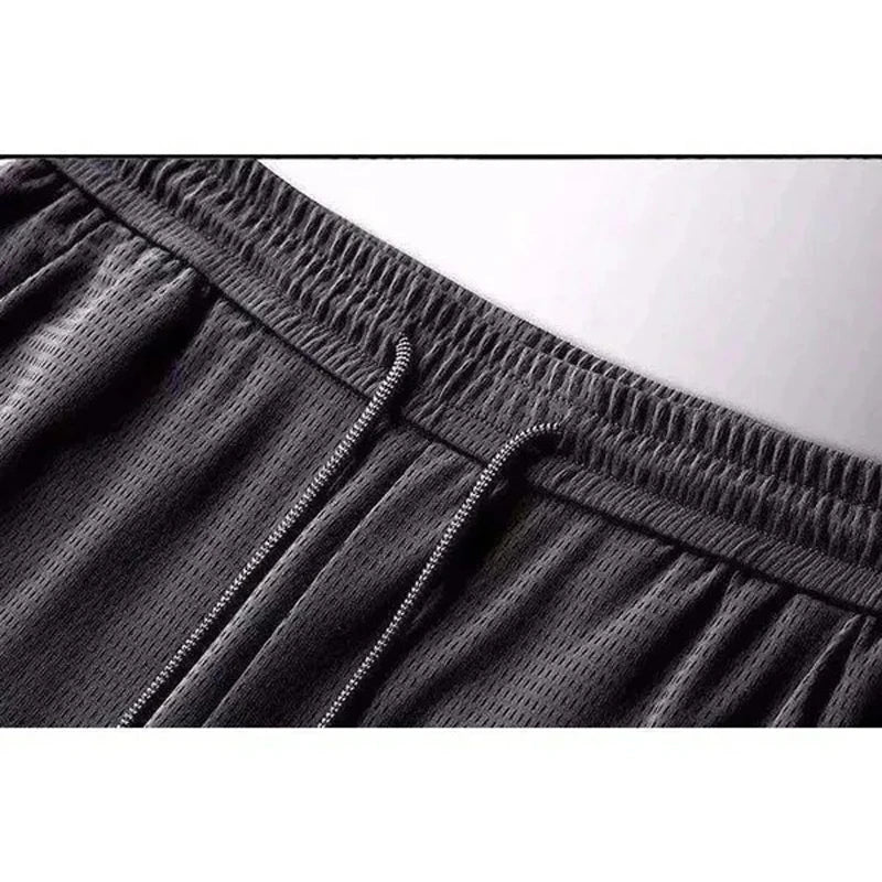 Pantalon Homme Soie Glacée Ajourné Mesh Respirant Séchage Rapide Casual Léger Ample Élastique Resserré Chevilles Sport Fitness Été – Pantalon Sport Premium Ultra-Léger | Mode Homme Sport Premium