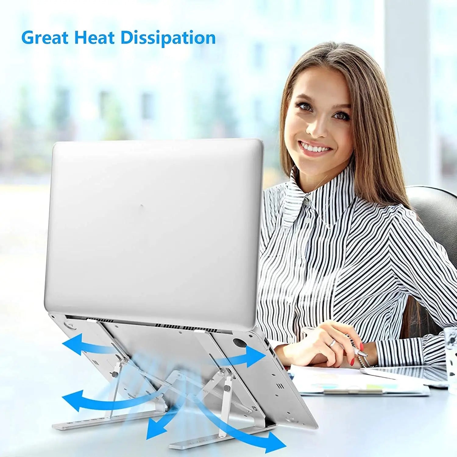 Table Laptop Pliable Aluminium – Support Réglable pour Ordinateur & Tablette jusqu'à 17'' | Légère & Résistante