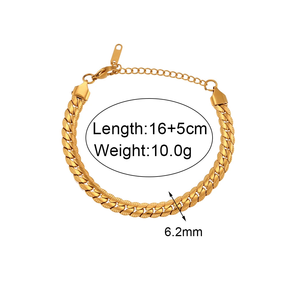 Bracelet Cuban Chain Plaqué Or 18k Acier Inoxydable 316L E.B.belle – Style Minimaliste Streetwear Unisexe | Bijou Homme & Femme Tendance & Anti-Ternissement
