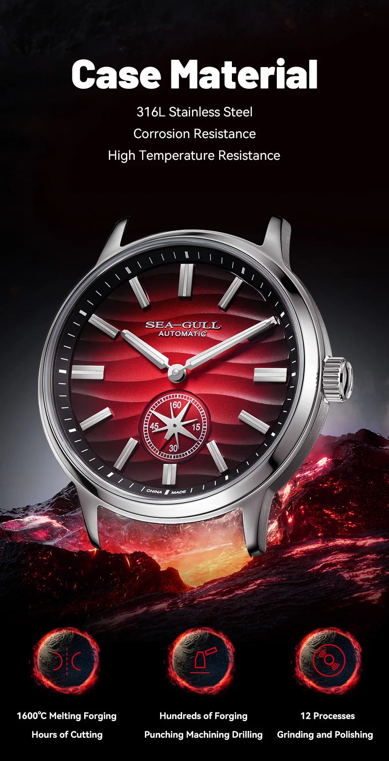 Montre Homme Seagull 6180 39.5mm Automatique – Saphir Lumineux Acier Inoxydable 2025
