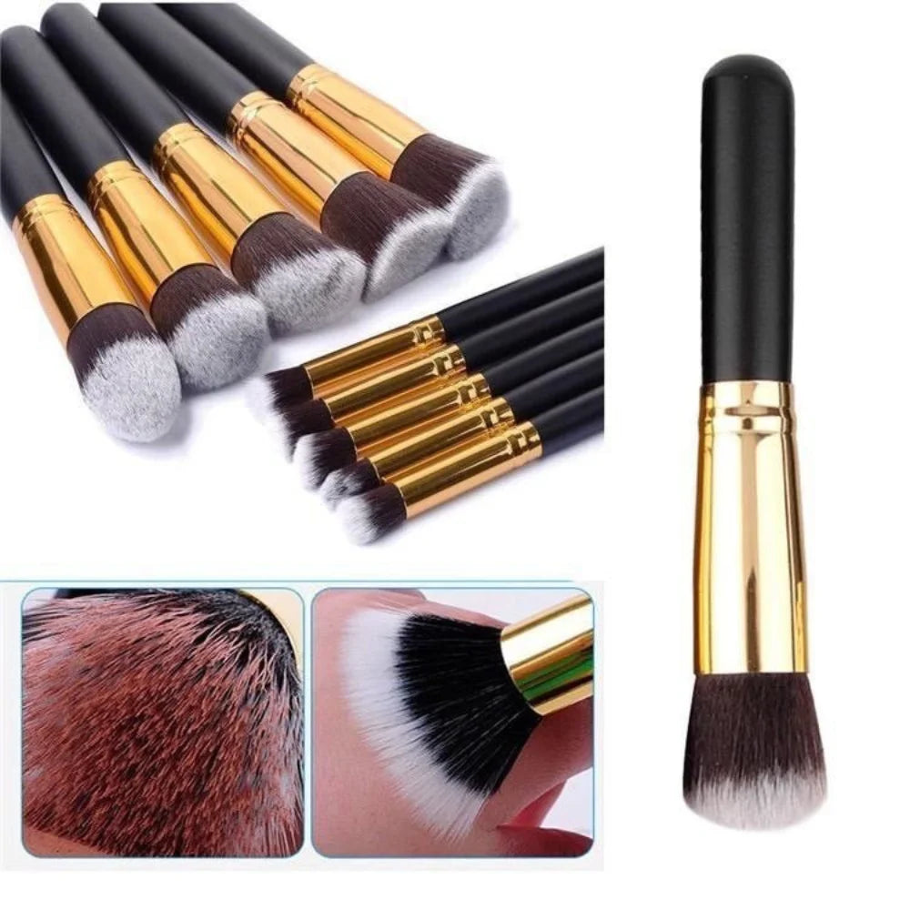 Kit 10 Pinceaux Kabuki Professionnel – Contouring & Smoky Eye | Set Pinceaux Maquillage Expert