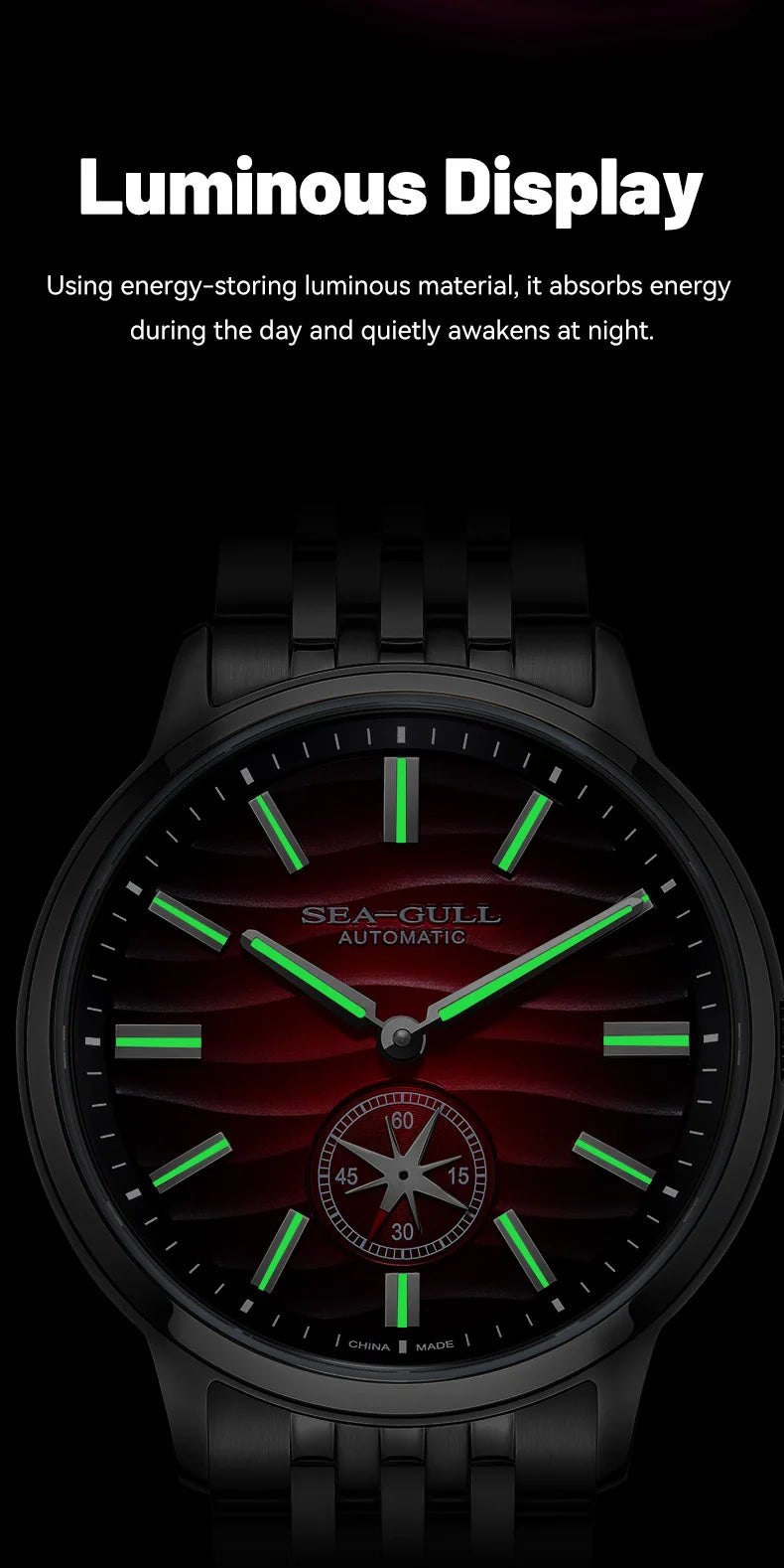 Montre Homme Seagull 6180 39.5mm Automatique – Saphir Lumineux Acier Inoxydable 2025