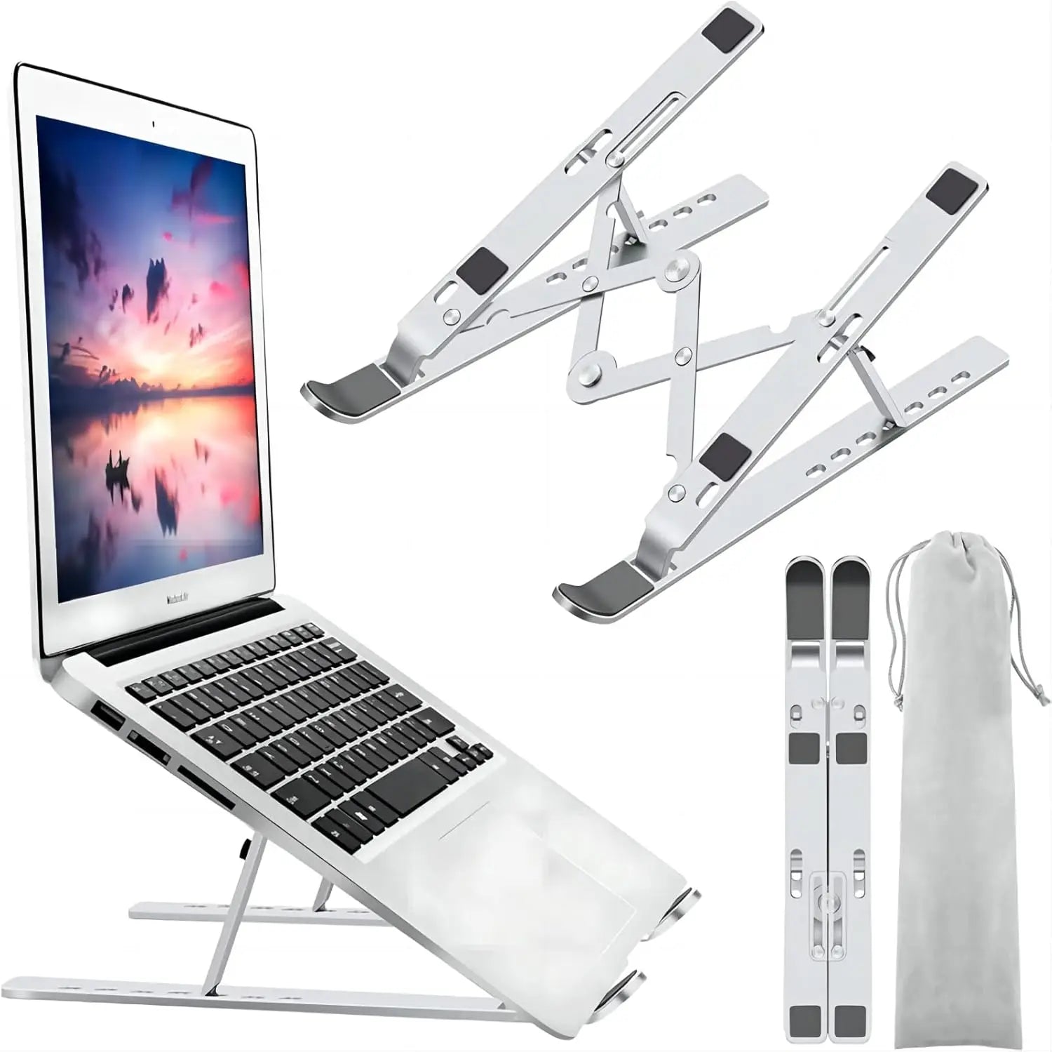 Table Laptop Pliable Aluminium – Support Réglable pour Ordinateur & Tablette jusqu'à 17'' | Légère & Résistante
