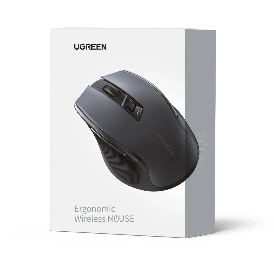 UGREEN Souris Sans Fil Ergonomique – Bluetooth 5.0 & 2.4G, 4000 DPI, 6 Boutons Silencieux | MacBook, PC & Tablette