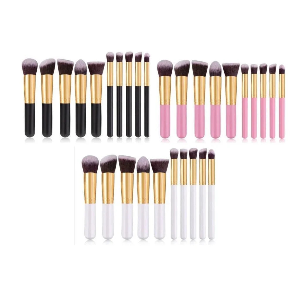 Kit 10 Pinceaux Kabuki Professionnel – Contouring & Smoky Eye | Set Pinceaux Maquillage Expert