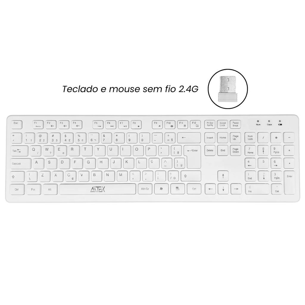 Kit Clavier & Souris Sans Fil Blanc Ergonomique – Silencieux DPI 1600 | Compatible PC & Ordinateur Portable