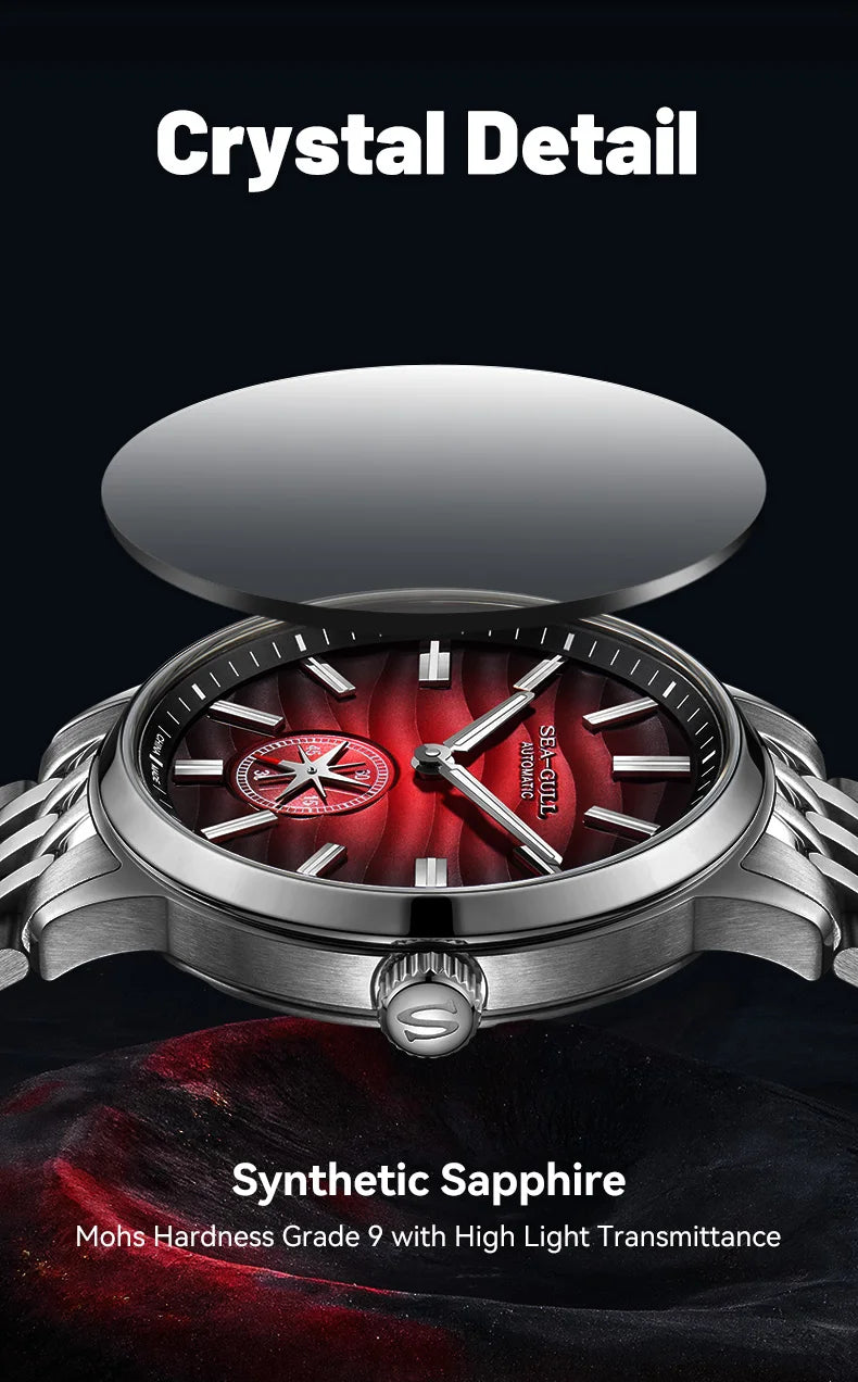 Montre Homme Seagull 6180 39.5mm Automatique – Saphir Lumineux Acier Inoxydable 2025
