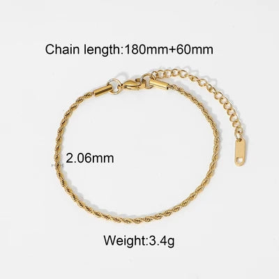 Bracelet Chaîne Double Rang Acier Inoxydable — Bijou Femme Tendance Cadeau Été