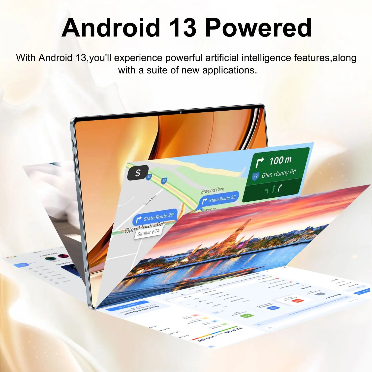 Tablette Android 13 5G 10.36" – 16GB RAM, 1TB ROM, 20000mAh, 14 Cœurs, Double SIM | WiFi Bluetooth GPS Type-C