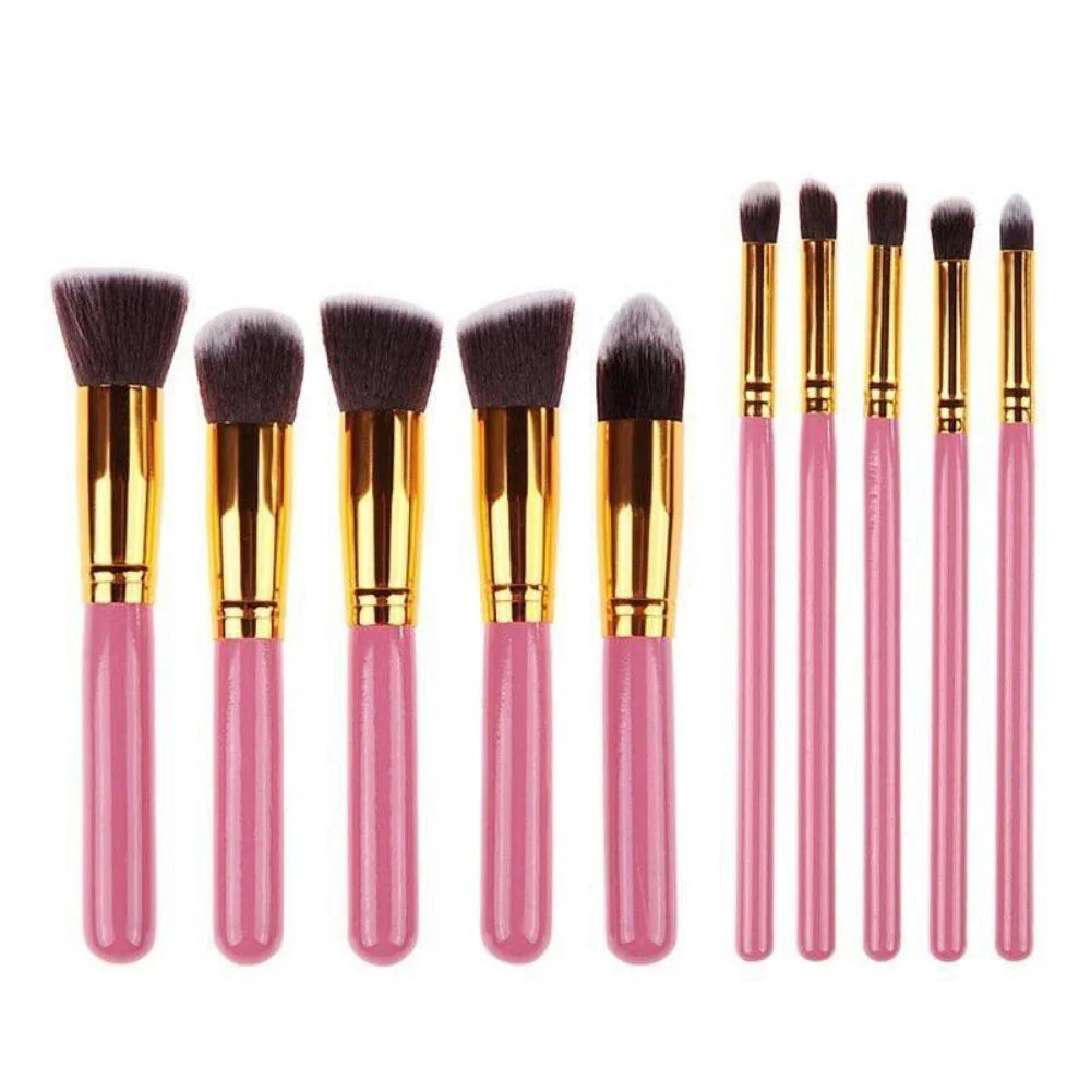 Kit 10 Pinceaux Kabuki Professionnel – Contouring & Smoky Eye | Set Pinceaux Maquillage Expert