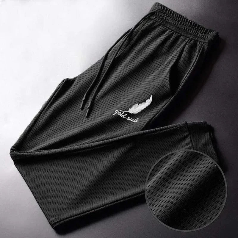 Pantalon Homme Soie Glacée Ajourné Mesh Respirant Séchage Rapide Casual Léger Ample Élastique Resserré Chevilles Sport Fitness Été – Pantalon Sport Premium Ultra-Léger | Mode Homme Sport Premium