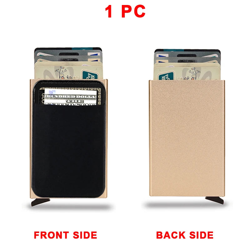 Portefeuille Homme RFID Slim Minimaliste – Porte-Cartes Métal Pop-Up Anti-Piratage