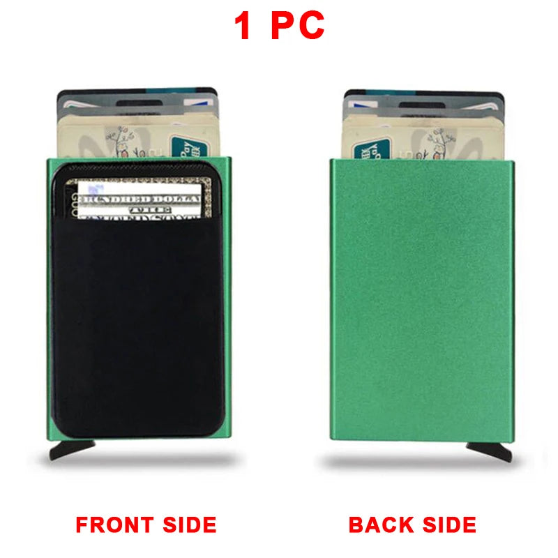 Portefeuille Homme RFID Slim Minimaliste – Porte-Cartes Métal Pop-Up Anti-Piratage