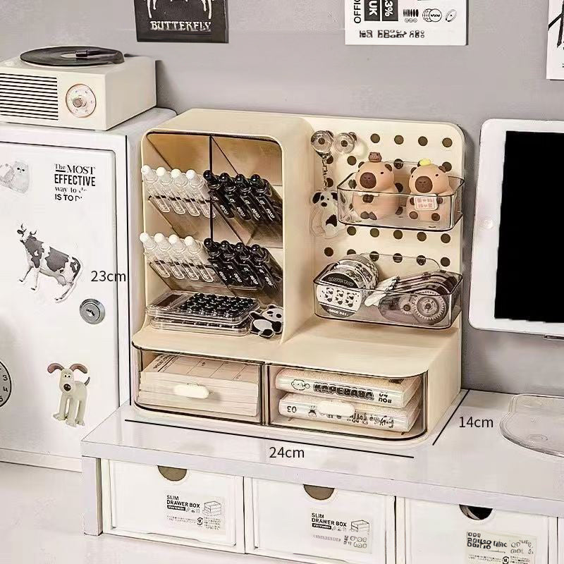 Organisateur Bureau Adorable Cream Style – Crochet Tiroir Tableau Perforé Porte-Cartes Papeterie