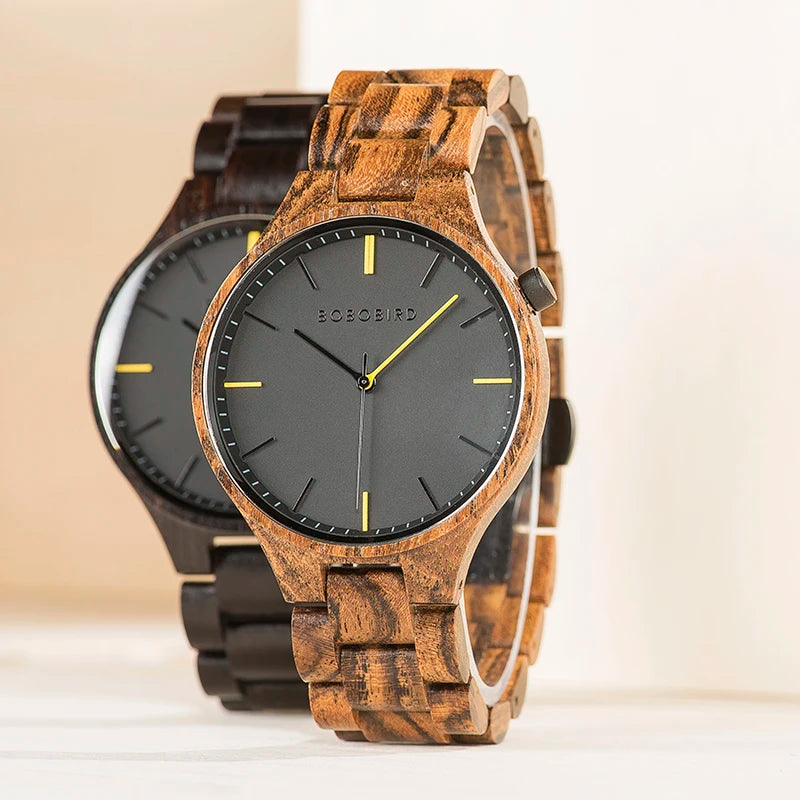 Montre Homme Luxe BOBO BIRD en Bois – Coffret Cadeau Personnalisé Unique Éco-Responsable