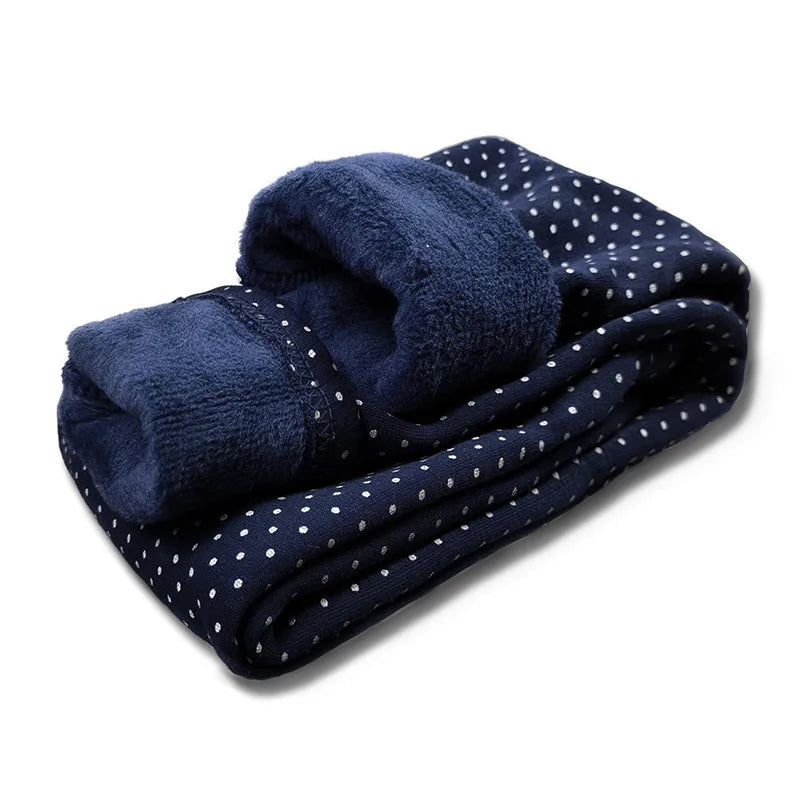 Legging Velours Pois Fille Bébé – Pantalon Chaud Stretch Coton Taille Élastique Automne Hiver Enfant