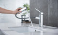 DQOK Robinet Lavabo Extractible Chrome & Noir – Laiton, Douchette Escamotable, Mitigeur Moderne | Vasque Salle de Bain