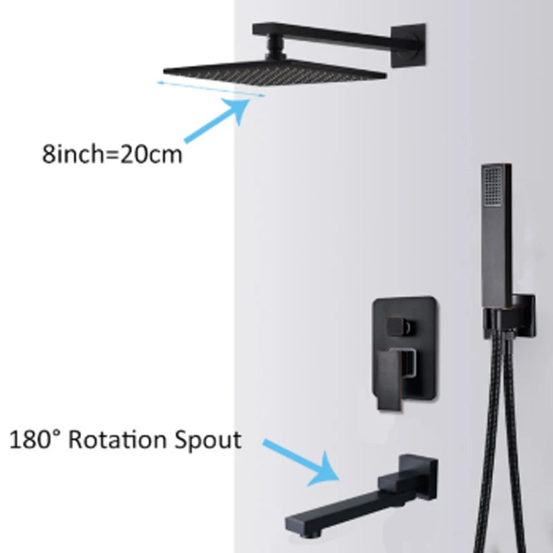 Système Douche LED Encastré – Pluie & Cascade, Bec Baignoire Pivotant, Mitigeur Eau Chaude & Froide | Salle de Bain Design