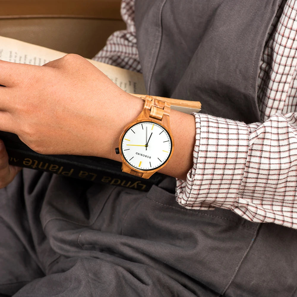 Montre Homme Luxe BOBO BIRD en Bois – Coffret Cadeau Personnalisé Unique Éco-Responsable