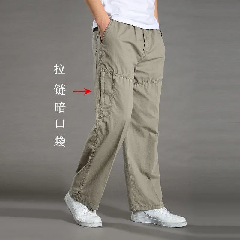 Pantalon Cargo Homme Coton Noir Travail Casual – Jogger Escalade Sport Printemps Été Automne Twill | Mode Homme Outdoor