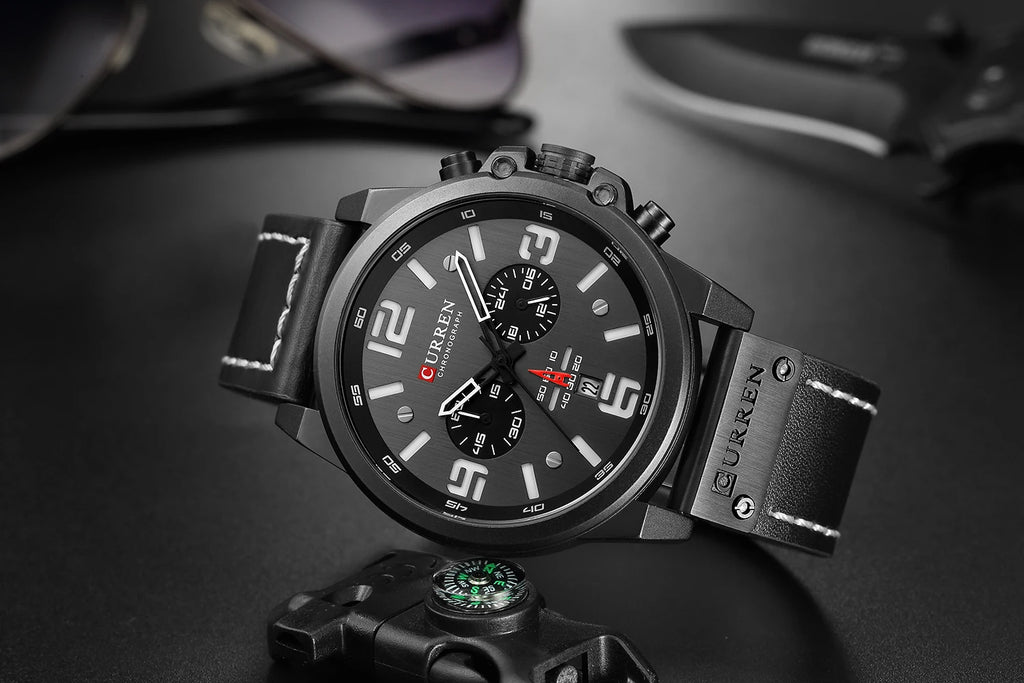 Montre Homme CURREN Luxe Quartz Cuir Militaire – Date Sport Business Fashion