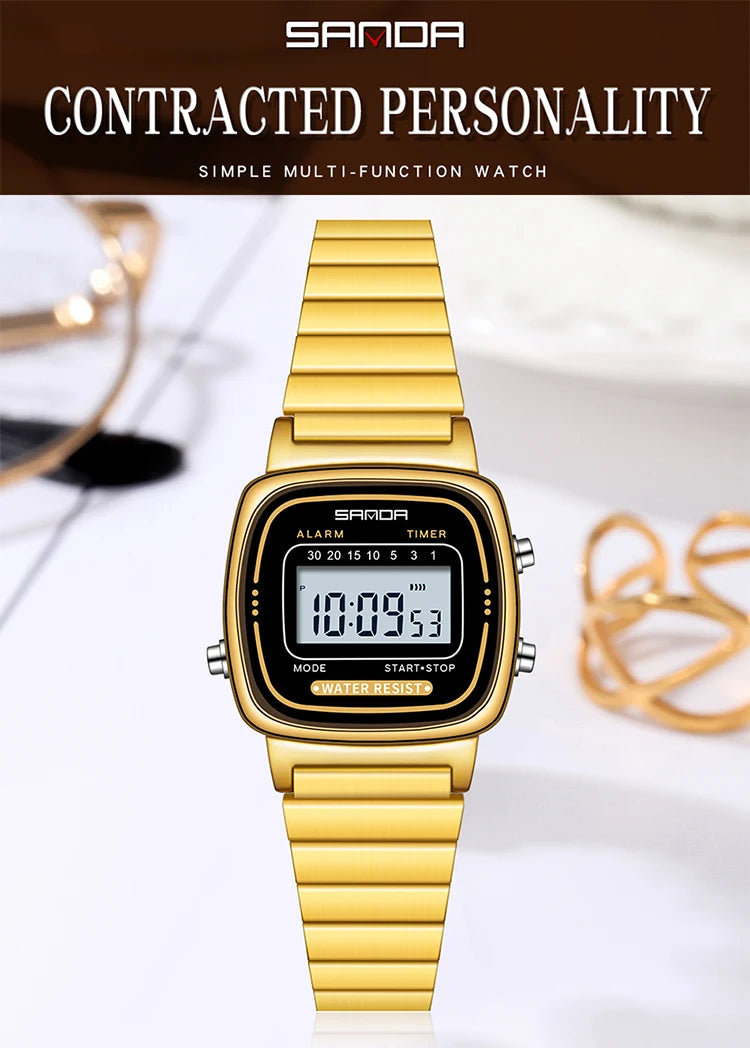 Montre Femme Luxe SANDA Dorée Quartz Classique – Étanche Élégante Cadeau Fashion