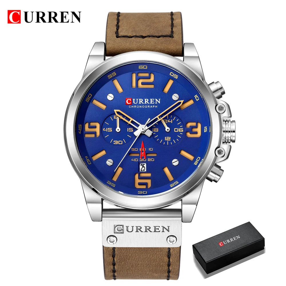 Montre Homme CURREN Luxe Quartz Cuir Militaire – Date Sport Business Fashion