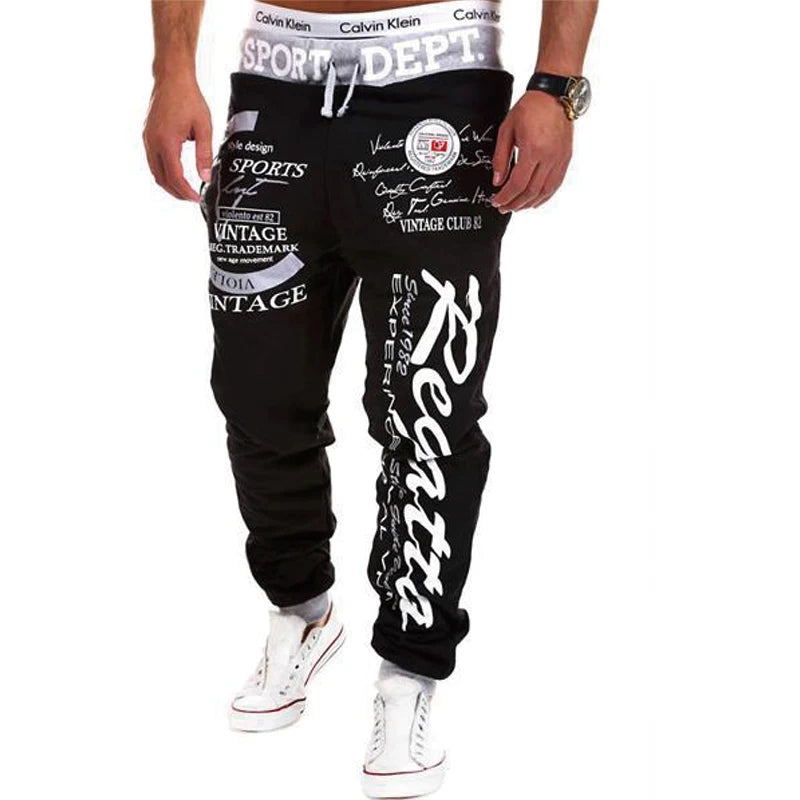 Jogging Herren Bedruckt Buchstaben Grafik Elastische Taille Lässig Hip Hop Sport Outdoor Täglich – Grau Blau Schwarz Streetwear | Herrenmode Trend