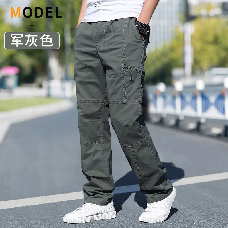 Pantalon Cargo Homme Coton Noir Travail Casual – Jogger Escalade Sport Printemps Été Automne Twill | Mode Homme Outdoor