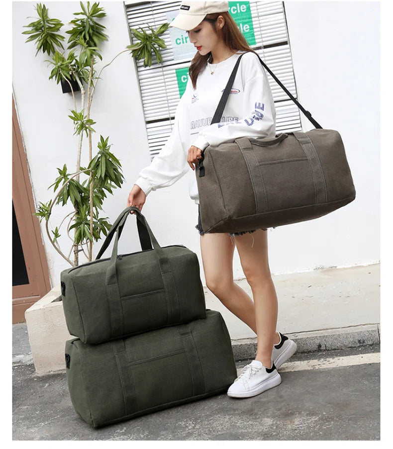 Sac de Voyage Pliable Grande Capacité Canvas Unisexe – Duffel Bag Épaule | Fitness, Gym & Voyage | Portable & Résistant