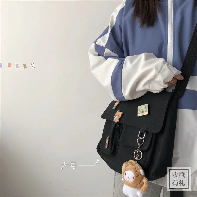 Sac Messenger Femme Toile Imprimée – Satchel Bandoulière Casual Fille École Mode