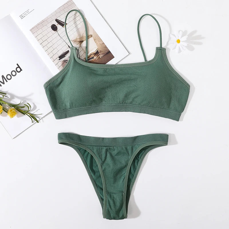 Ensemble Lingerie Sans Coutures Femme – Brassière U-Back & String Brésilien | Rembourrage Amovible | Sport, Fitness & Quotidien