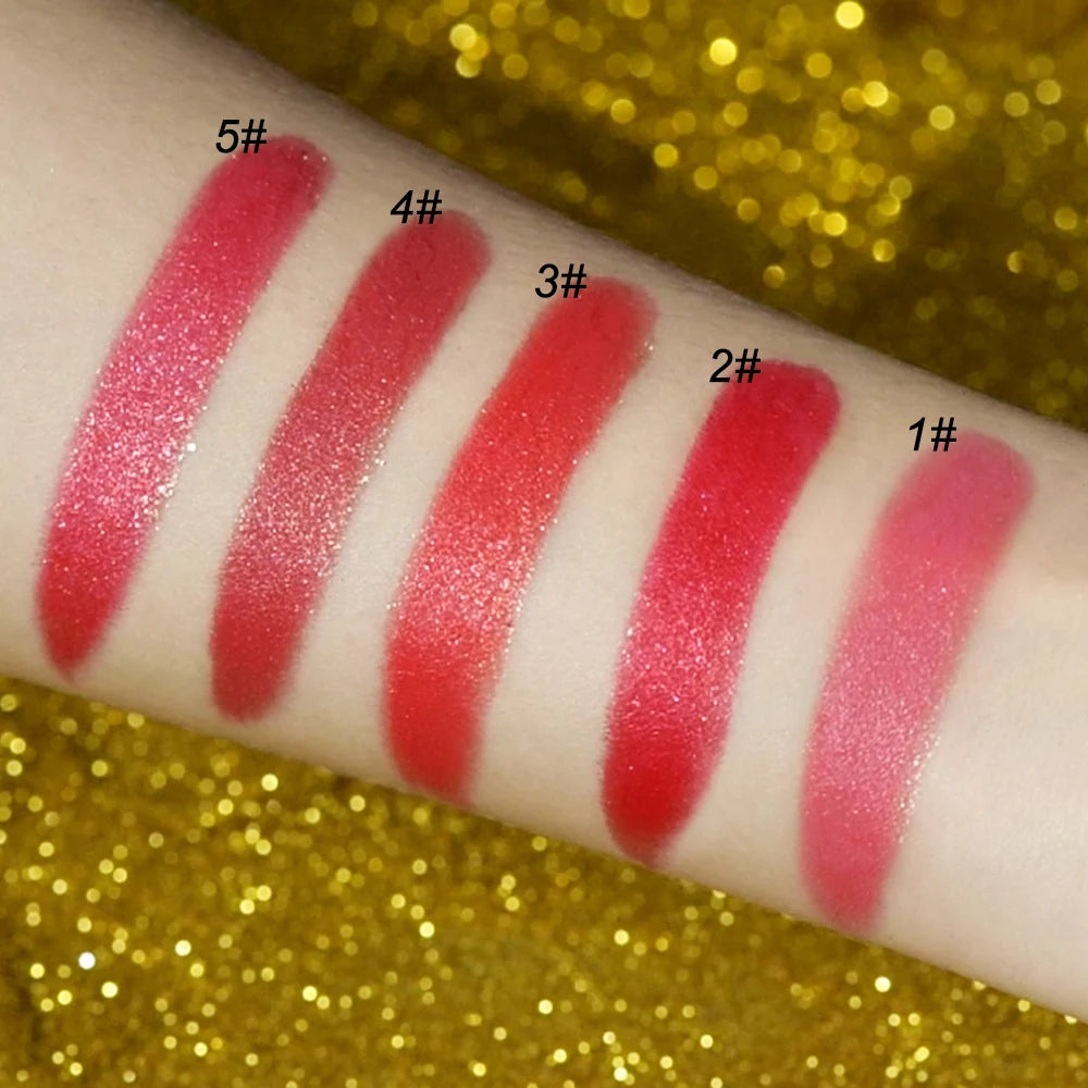 Rouge à Lèvres Glitter Hydratant Velours Mat Or – Waterproof Longue Tenue | Lèvres Brillantes Rouge Sexy Cosmétique Pigmenté