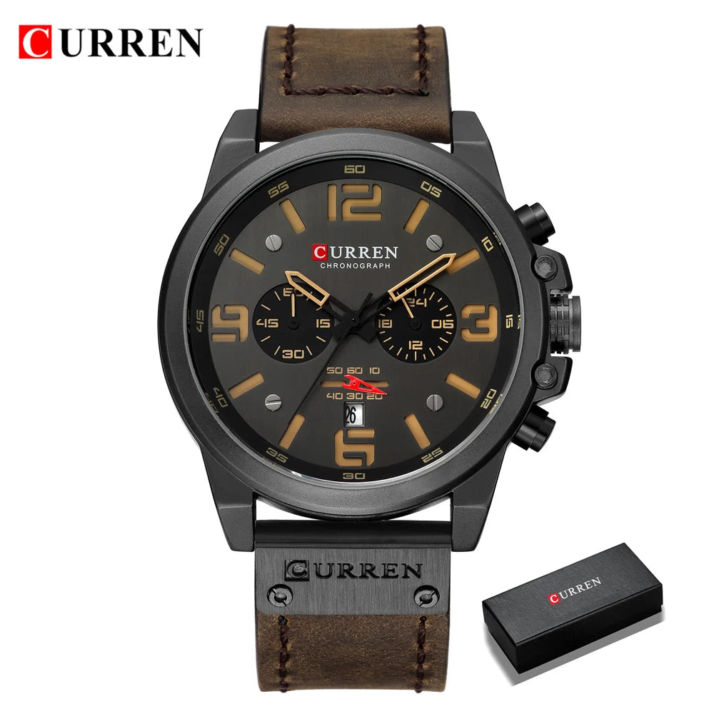 Montre Homme CURREN Luxe Quartz Cuir Militaire – Date Sport Business Fashion