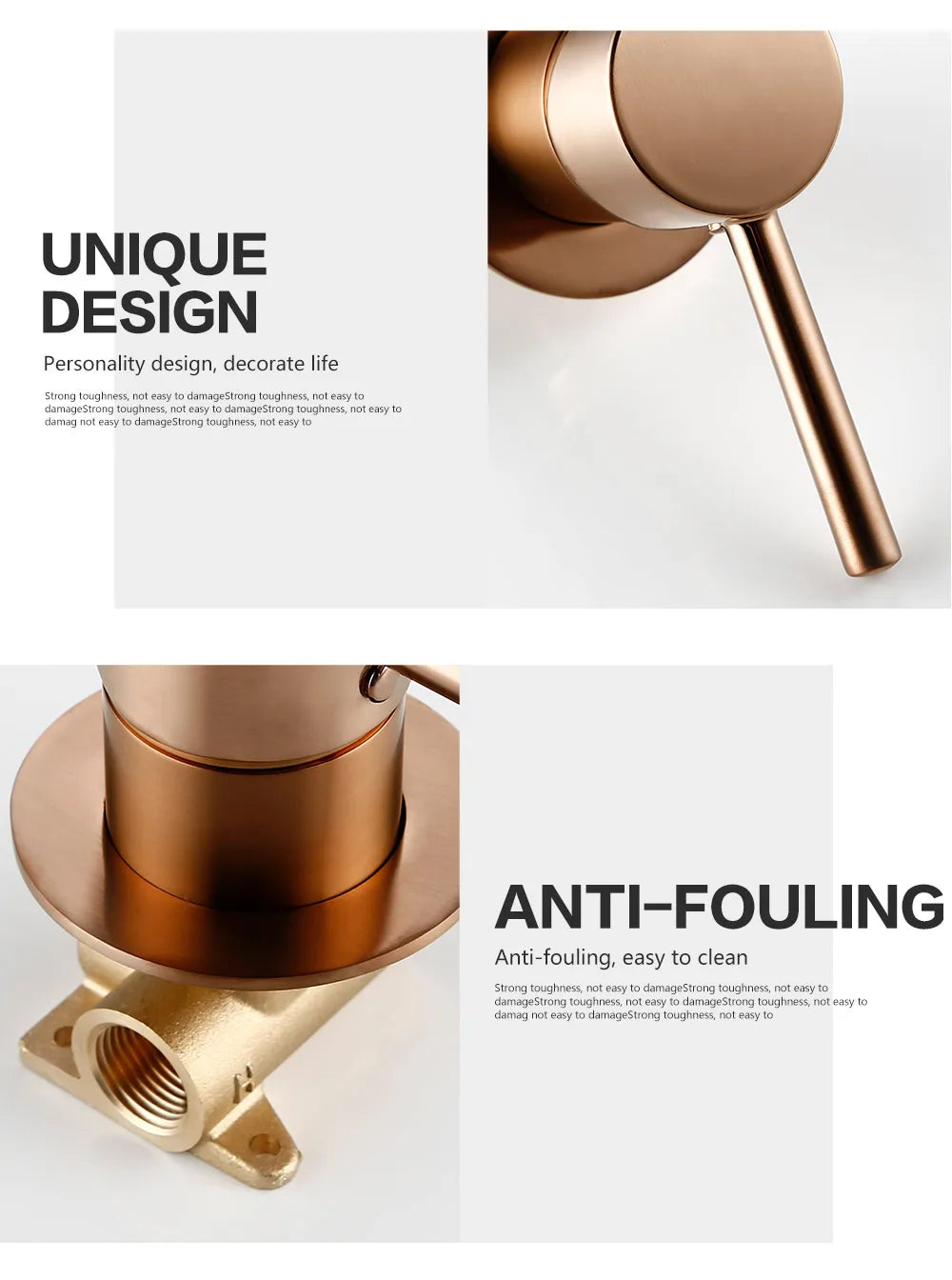 Bagnolux Robinet Encastré Rose Gold Laiton – Poli ou Brossé, Trou Rond, Eau Chaude & Froide | Salle de Bain Luxe