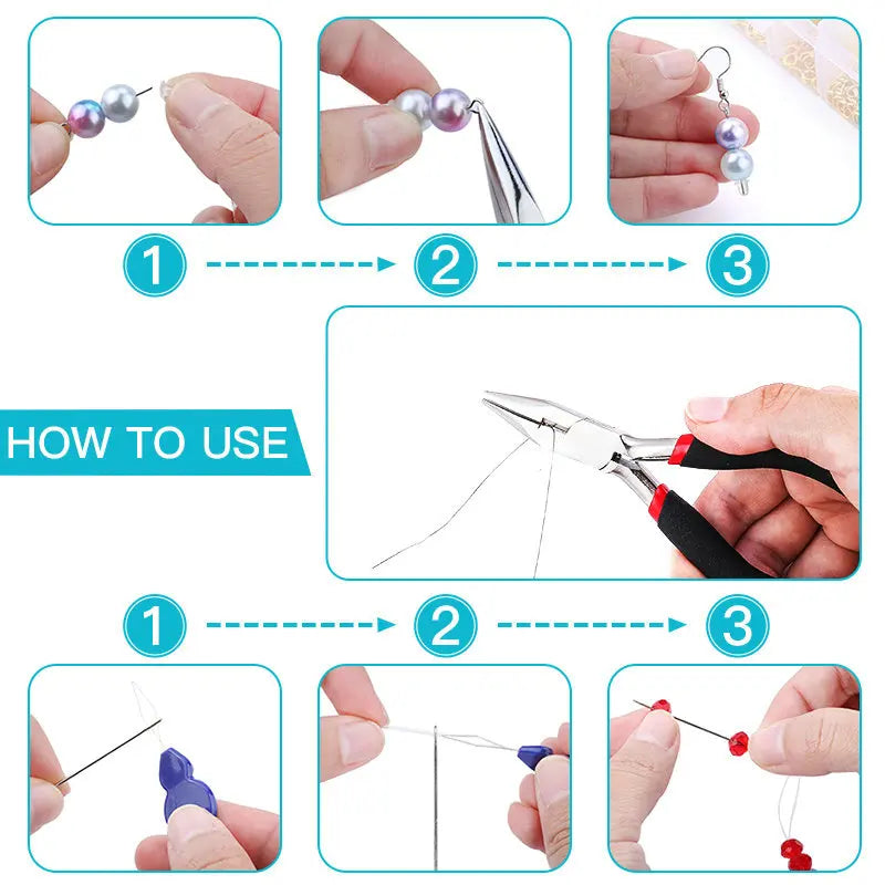 Komplettset zum Herstellen und Reparieren von DIY-Schmuck – Werkzeuge, Kupferdrähte, Drähte & Schmuckzubehör | Ideal für Anfängerinnen & Handarbeitskünstlerinnen
