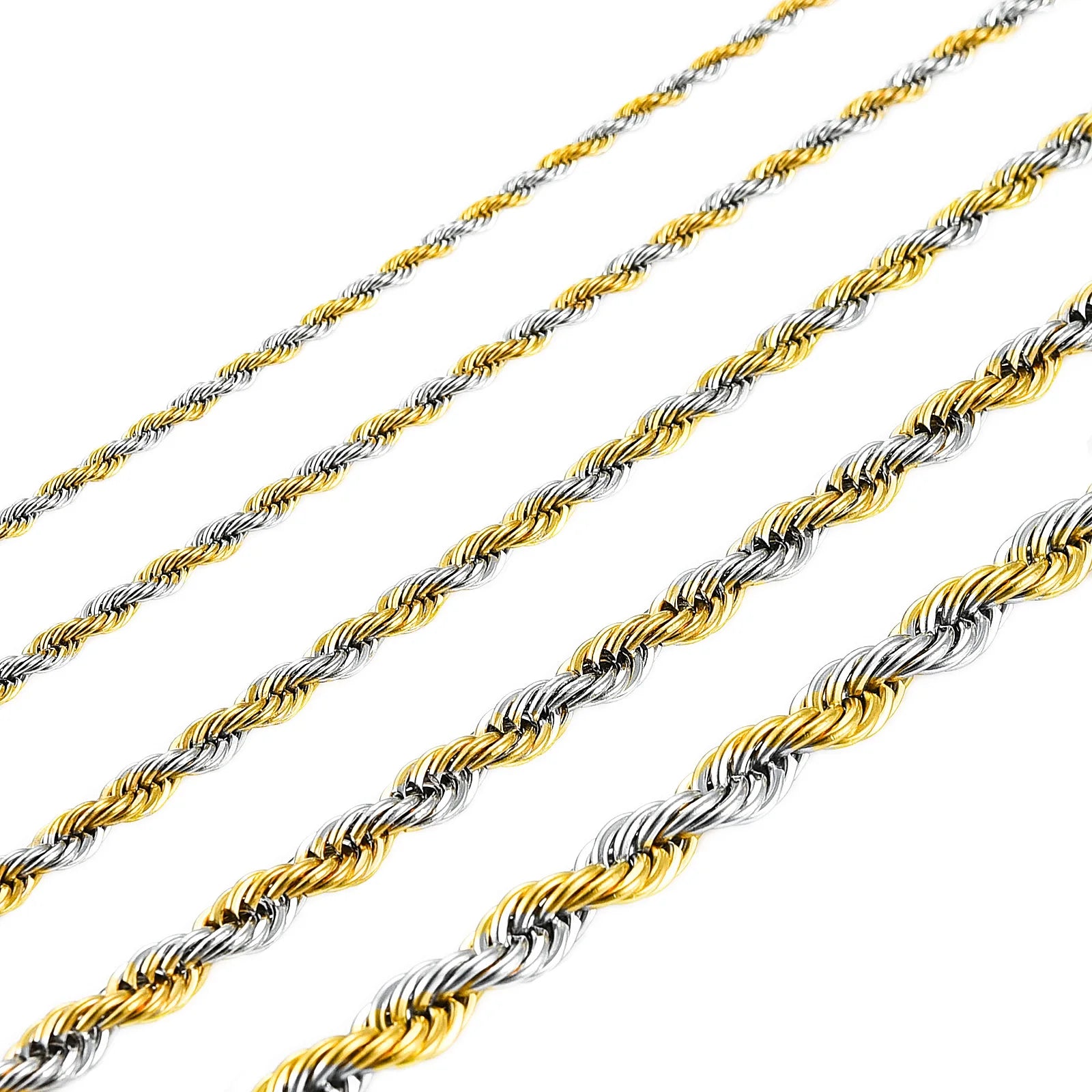 Collier Chaîne Torsadée Corde Acier Inoxydable – Unisexe Punk Argent & Or | Ras-du-Cou & Longueur Variable | Bijou Mode Homme & Femme Tendance