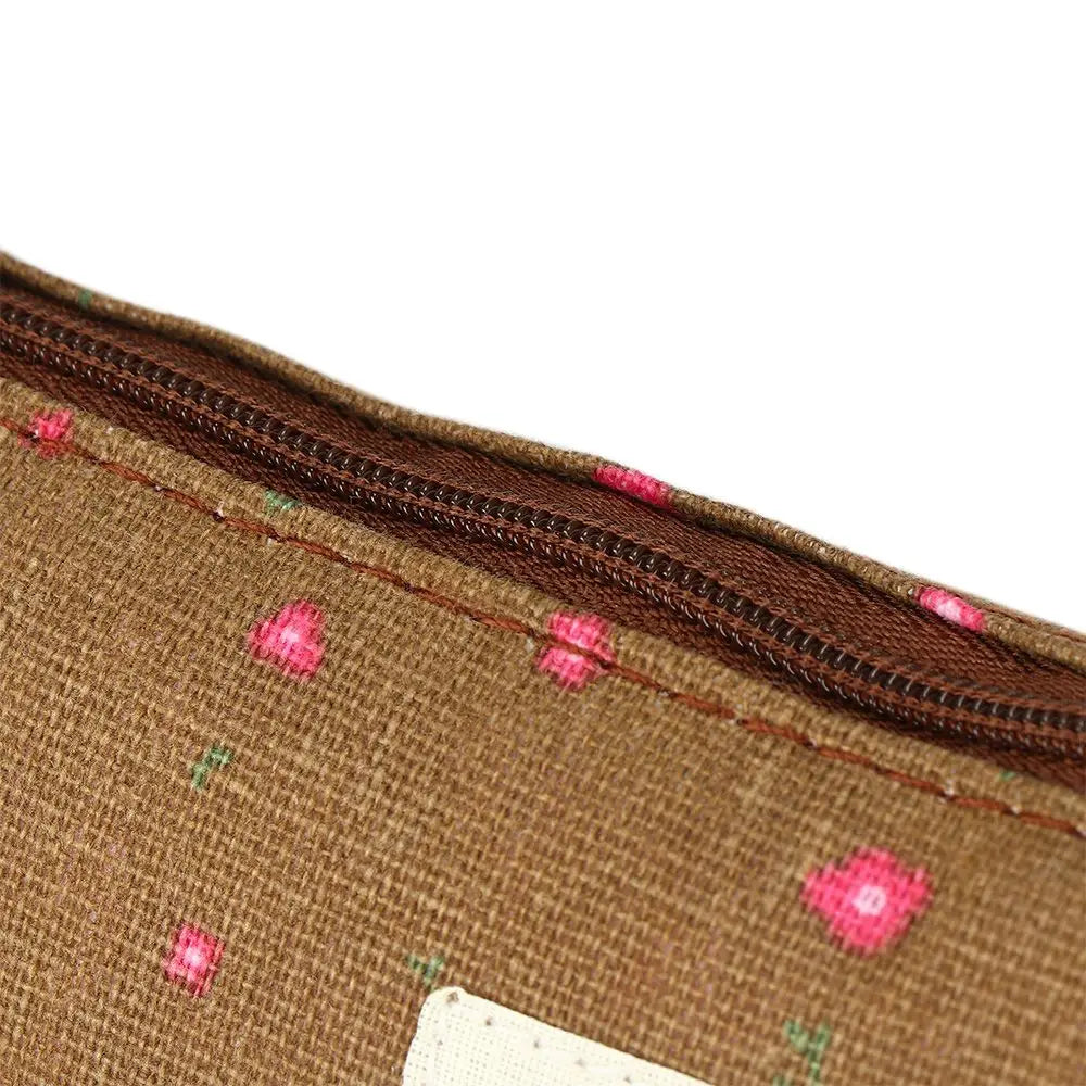 Trousse À Crayons Florale Canvas – Pochette Papeterie Mignonne Style Champêtre École
