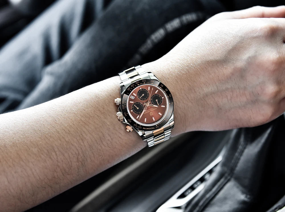 Montre Homme PAGANI DESIGN 2023 Noire Quartz Luxe – Chronographe Sport Étanche Lumineux