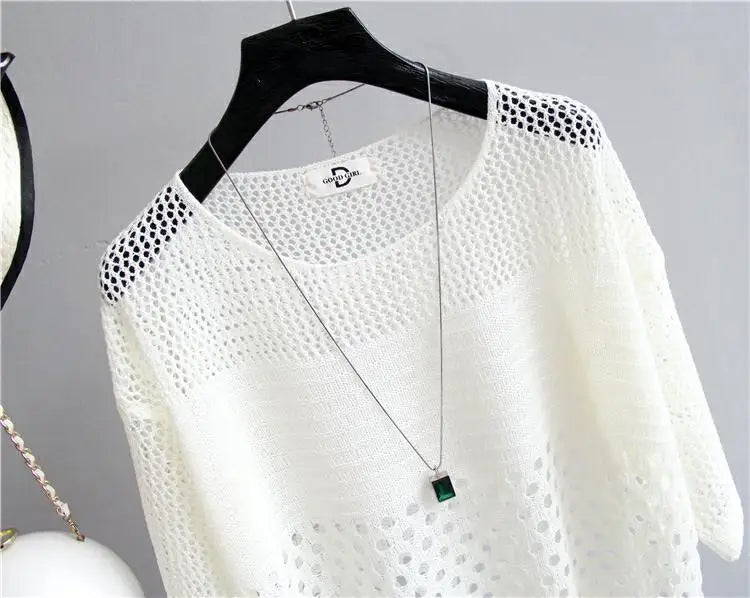 Top Gilet Soie de Glace Tricoté Femme Ajourné Bretelles – Léger Été | Streetwear Blanc Printemps