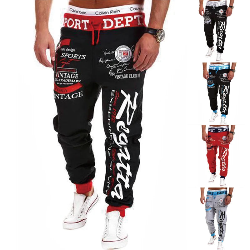 Jogging Herren Bedruckt Buchstaben Grafik Elastische Taille Lässig Hip Hop Sport Outdoor Täglich – Grau Blau Schwarz Streetwear | Herrenmode Trend
